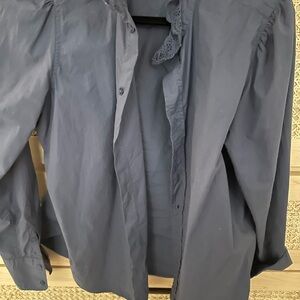 Doen Navy Ruffled Blouse